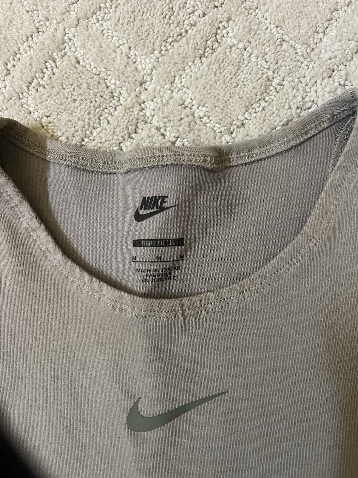 Nike Women’s Green Khaki Crop top Black Band EUC Med Workout Cheer