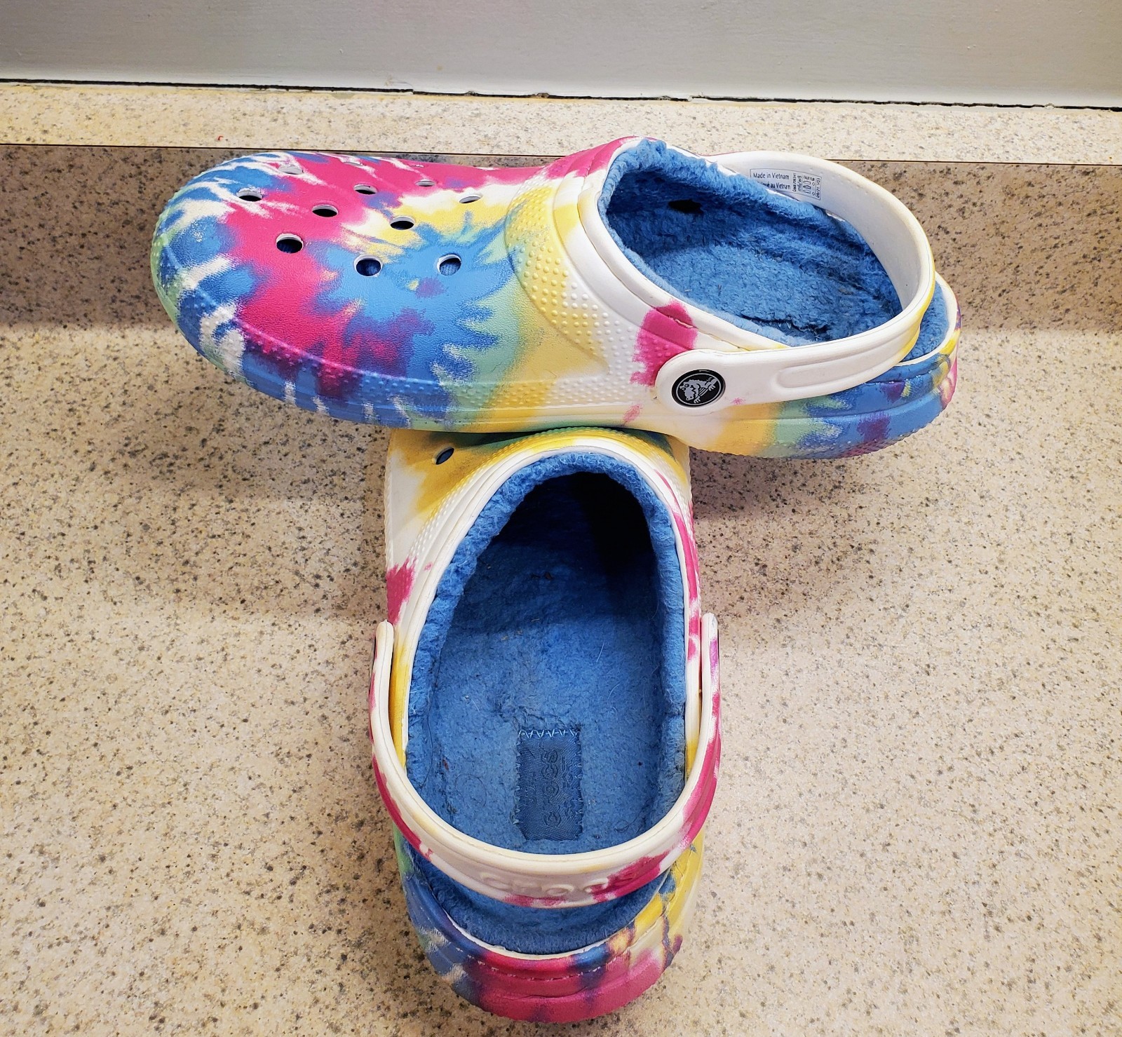 Crocs Baya Tie-dye Graphic Clog US M6/W8 Unisex Pastels Multi Swirl Design Lined