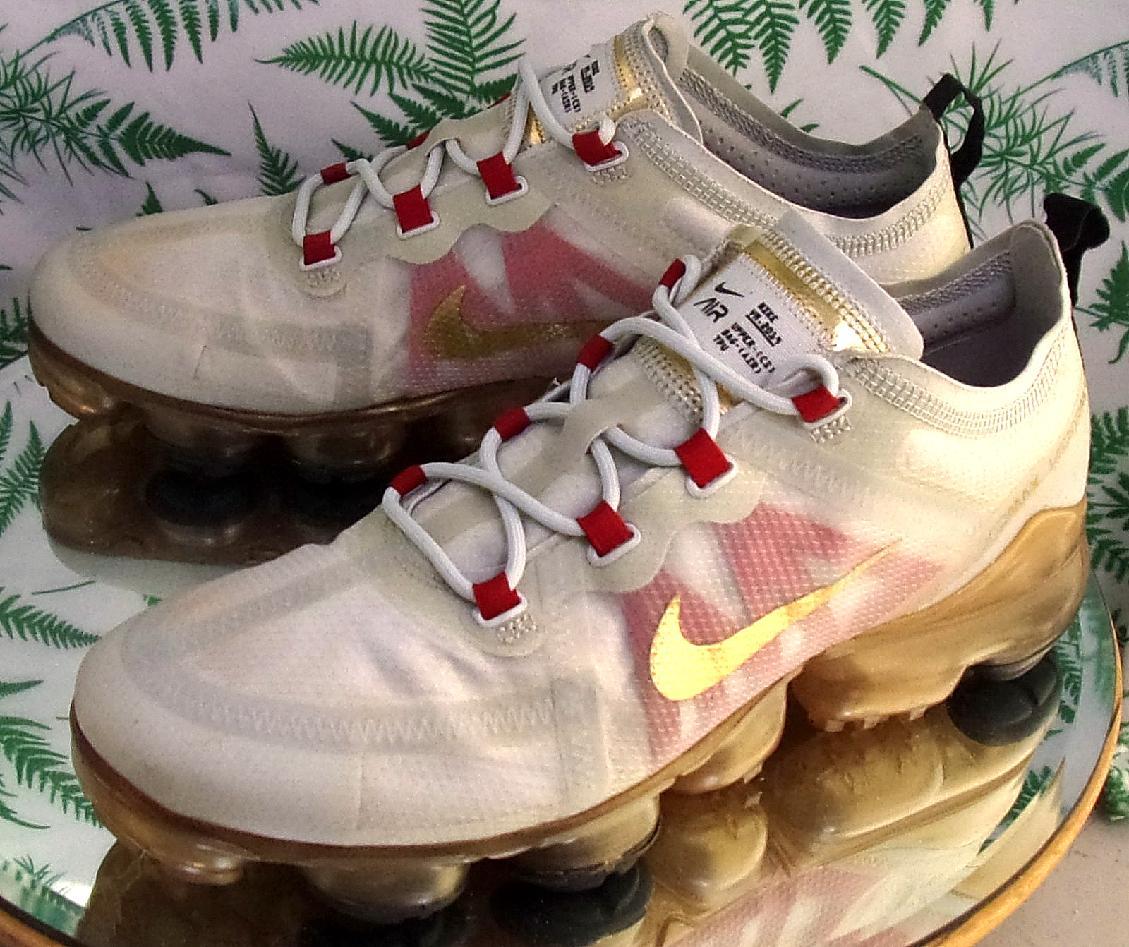 NIKE AIR VAPORMAX 2019 WHITE MESH SNEAKERS RUNNING ATHLETIC SHOES US MENS SZ 9