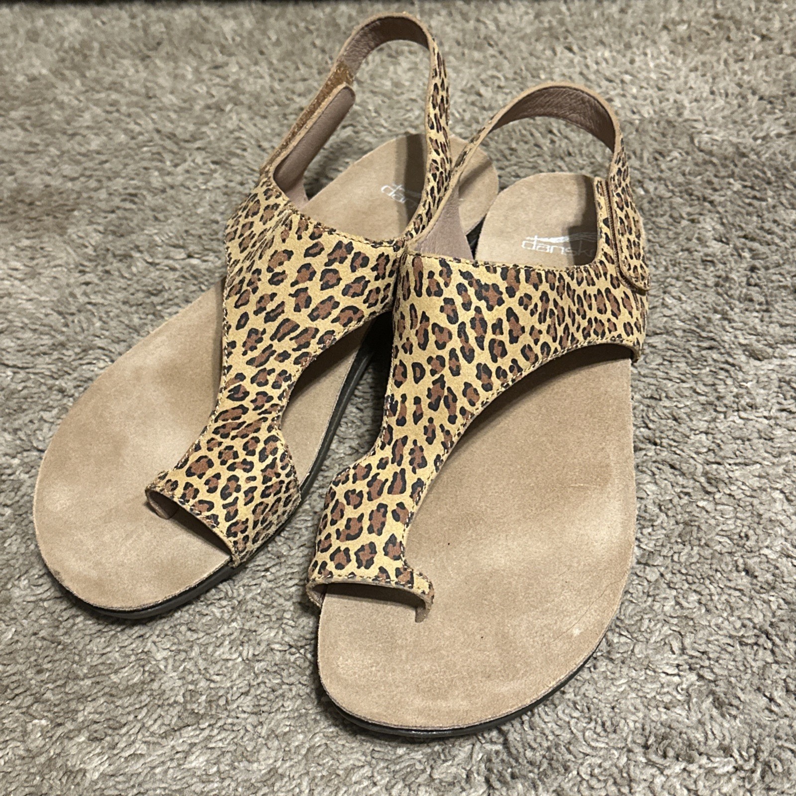 Dansko Reece Leopard Print Leather Strap Sandals Size 41 US Size 10.5/11