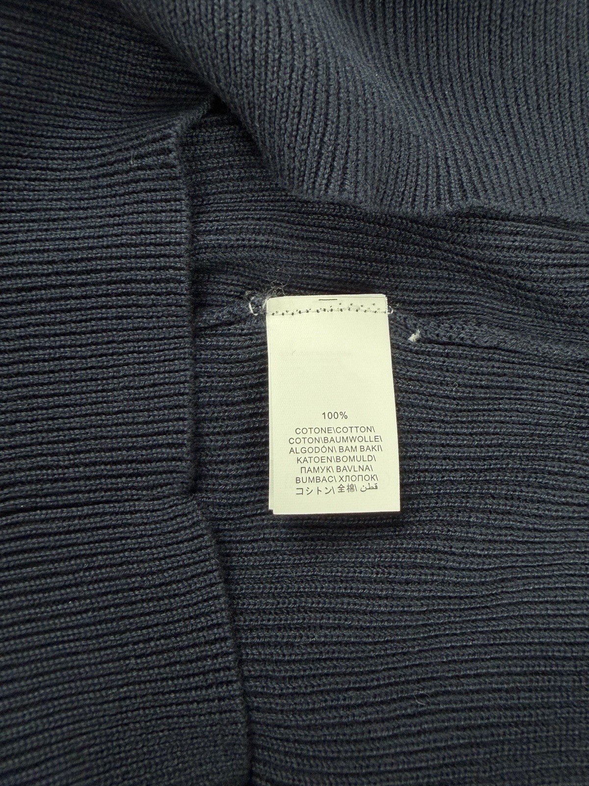 Mens Brunello Cucinelli Cotton Rib Knit Polo Shirt Dark Blue Size 48