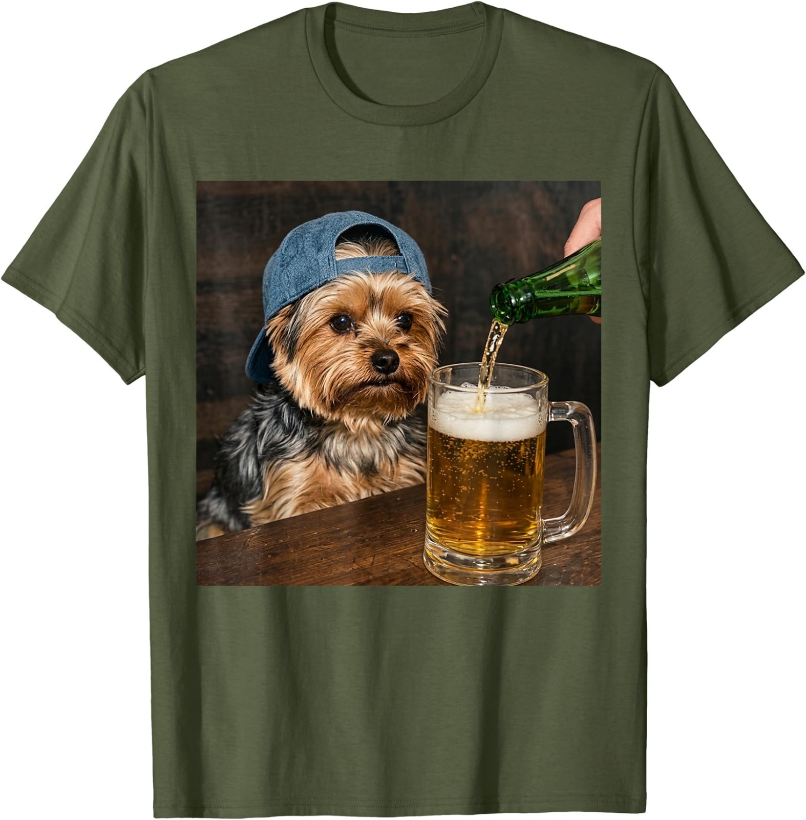 Yorkie Drinking Beer Funny Dog Meme T-Shirt