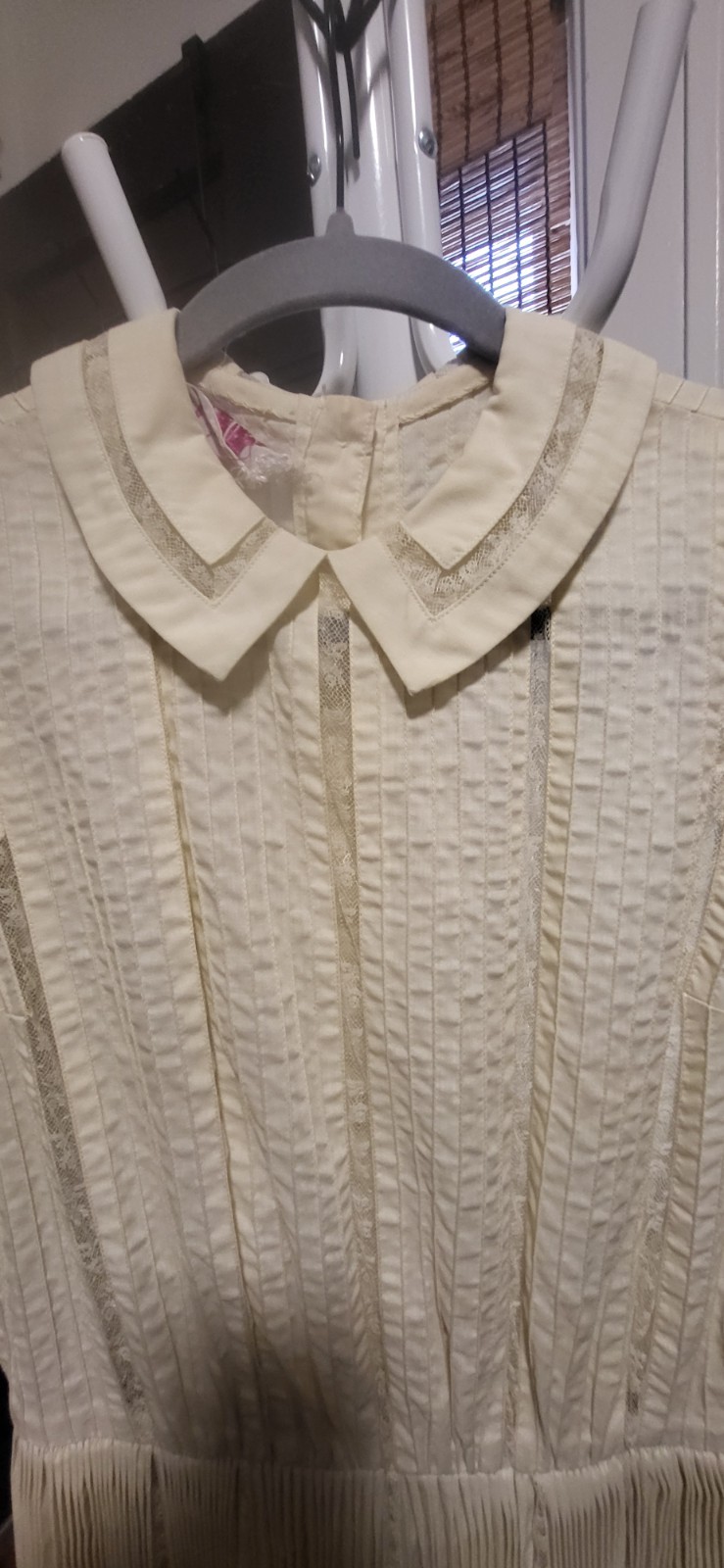 Vintage 1950’s Carlye Ivory Cream Micro Pintuck & Lace Panels-Fit & Flared Dress