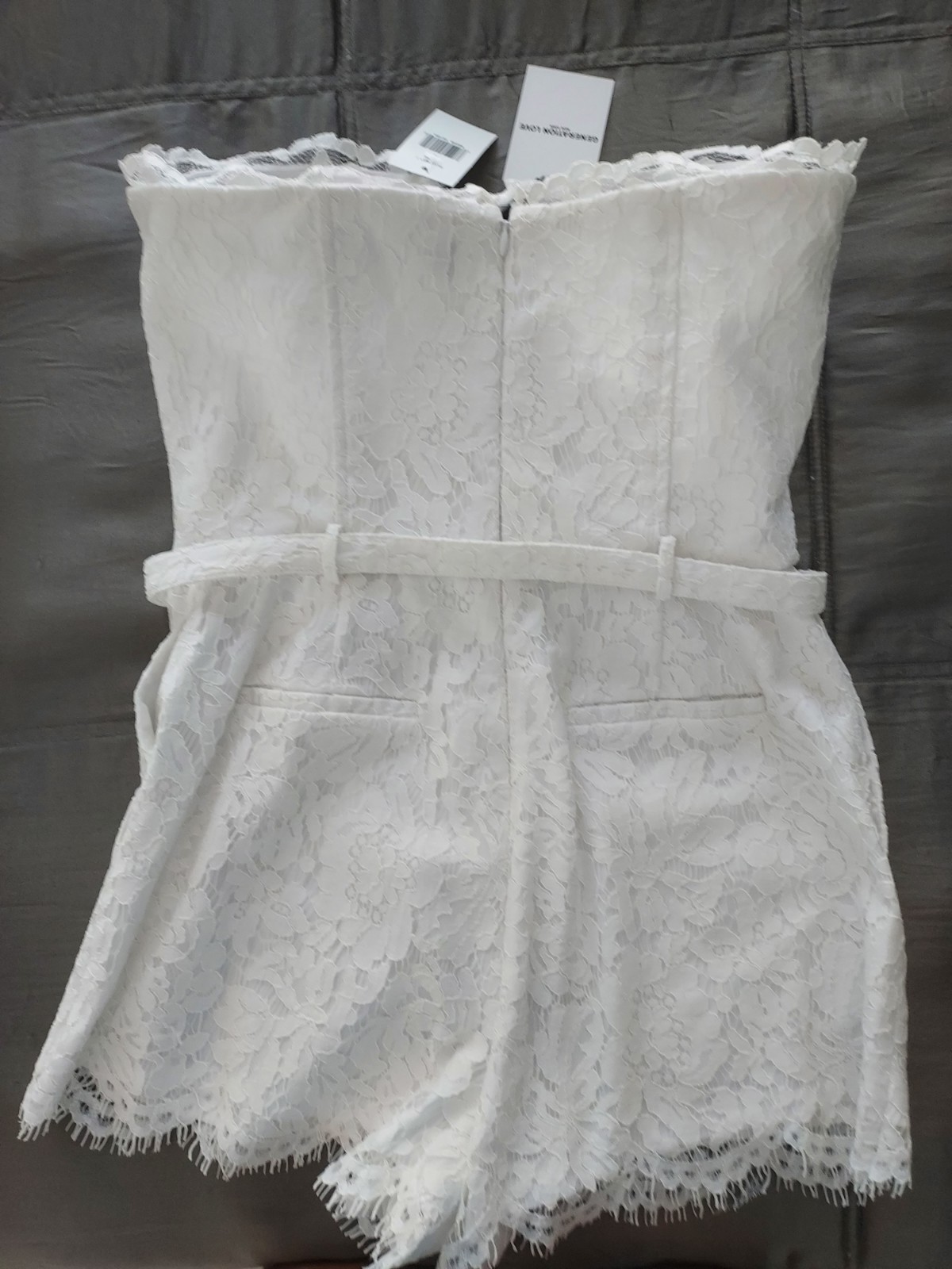 Generation Love Lace Brina Strapless White Romper Belted Floral Size 6 Women