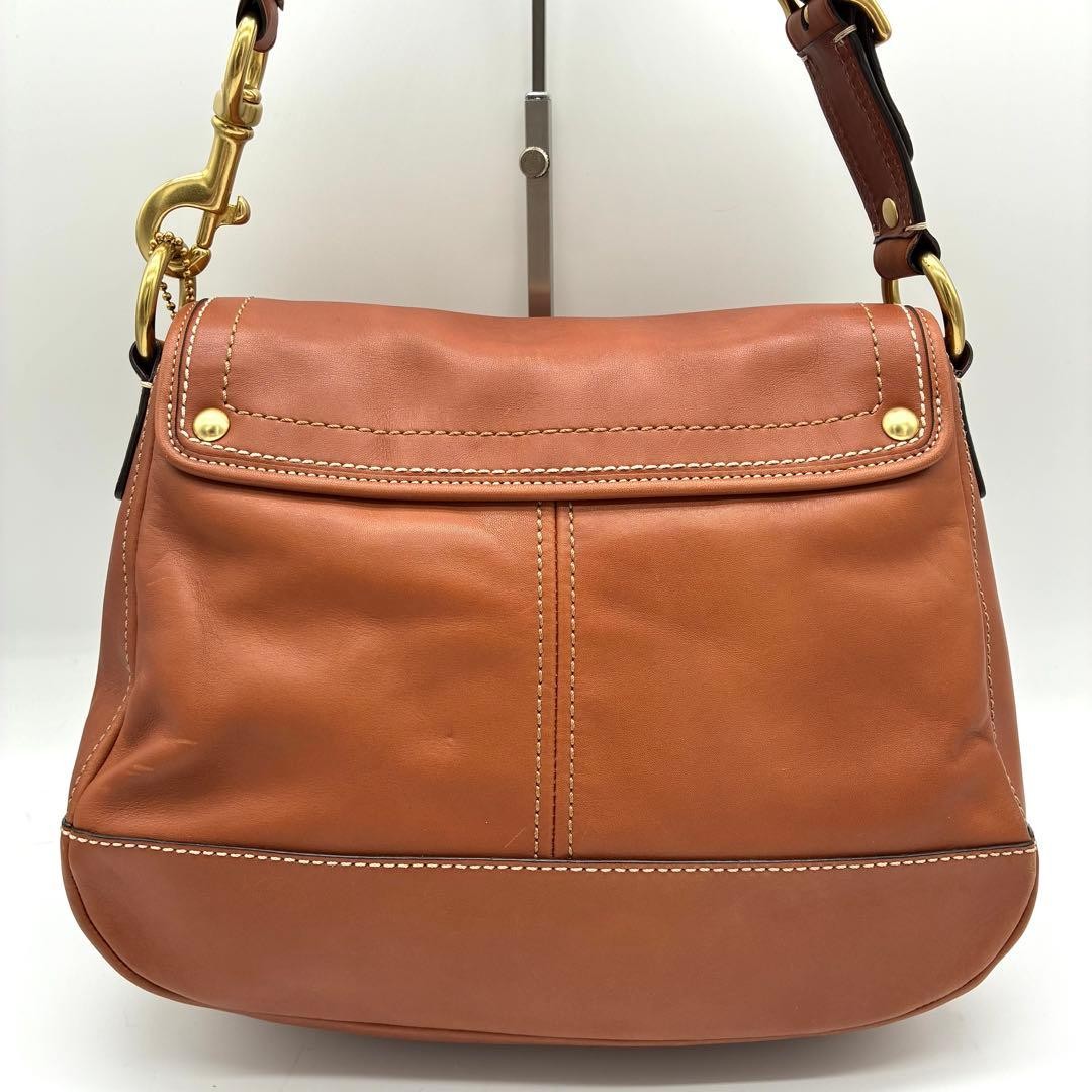 COACH Legacy One Shoulder Bag Brown Leather Turn Lock Pre-Owned Used 33x24x9 cm