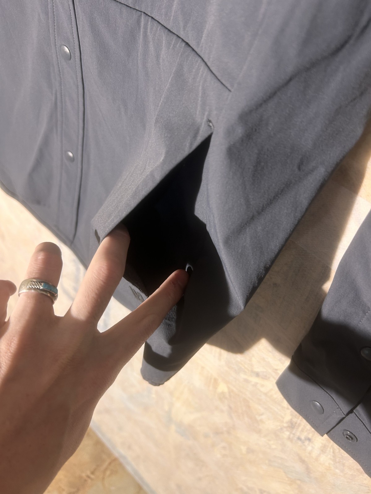 NWT VRST Shirt Mens Small Packable Shirt Jacket Snap Button Gray Zip Pocket