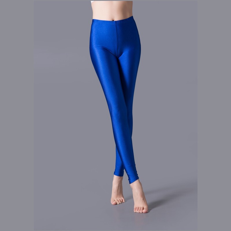 Luxallacki Oily Shiny High Waist Elastic Slim Pants Yoga Leggings Gym Sports