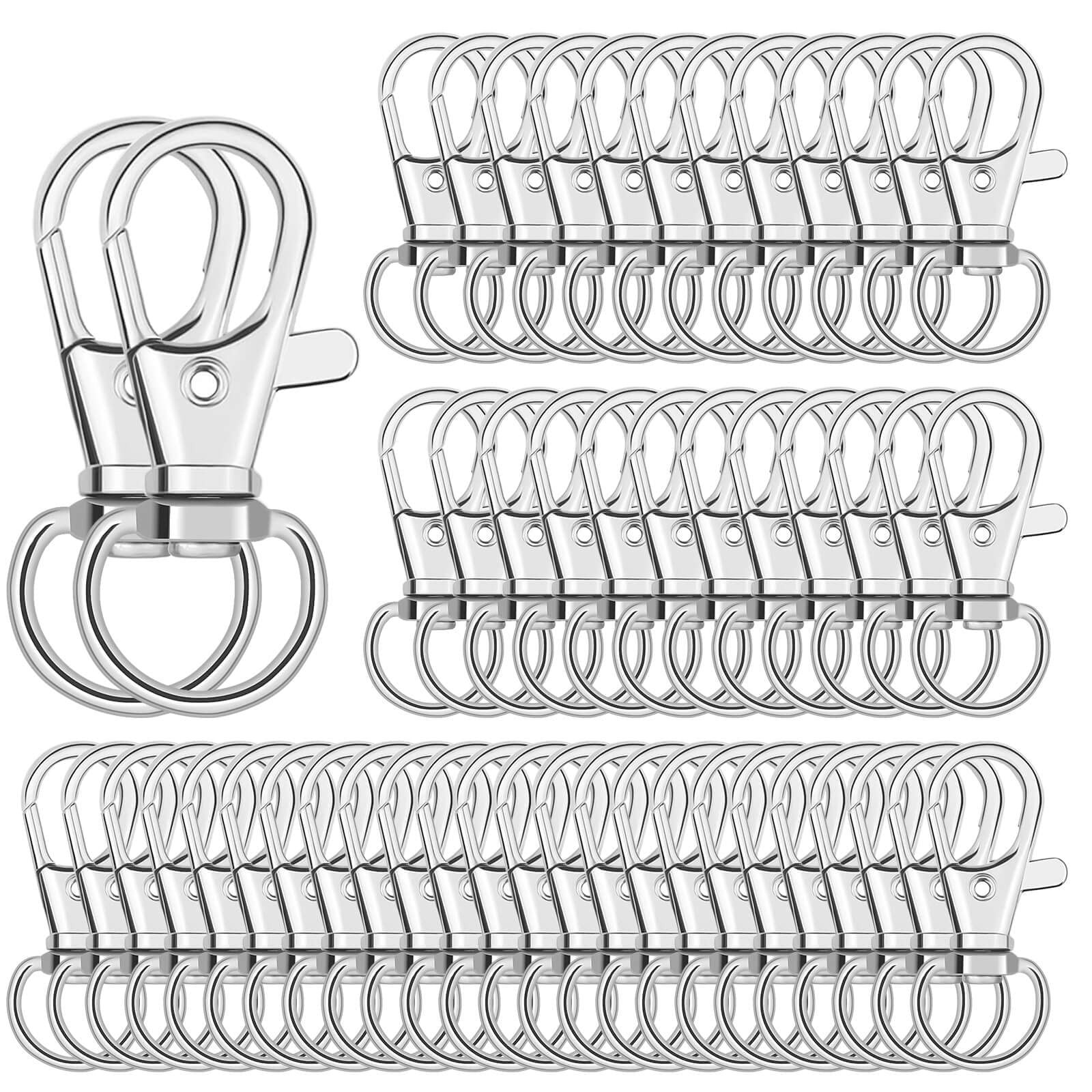 Keychain Hook Clip, 50Pcs Swivel Snap Lobster Claw Clasp Small Silver