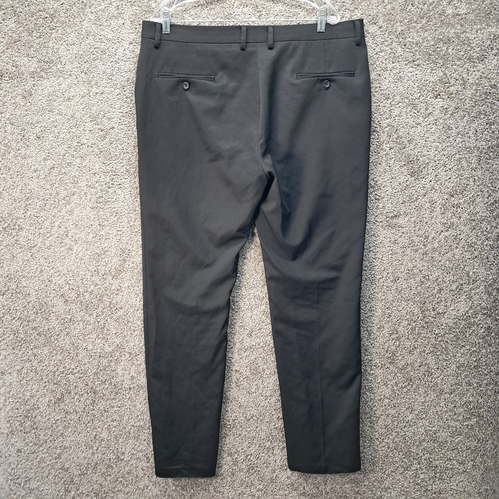 Kenneth Cole Reaction Mens Black Flat Front Dress Pants 38×32 WPL386 2503116