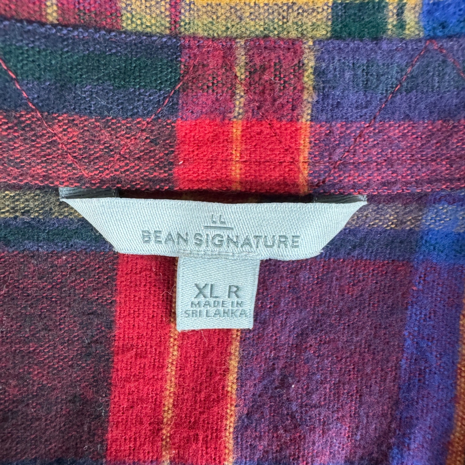 LL Bean Signature Archive Chamois Cloth Shirt XL Red Orange Plaid 502361