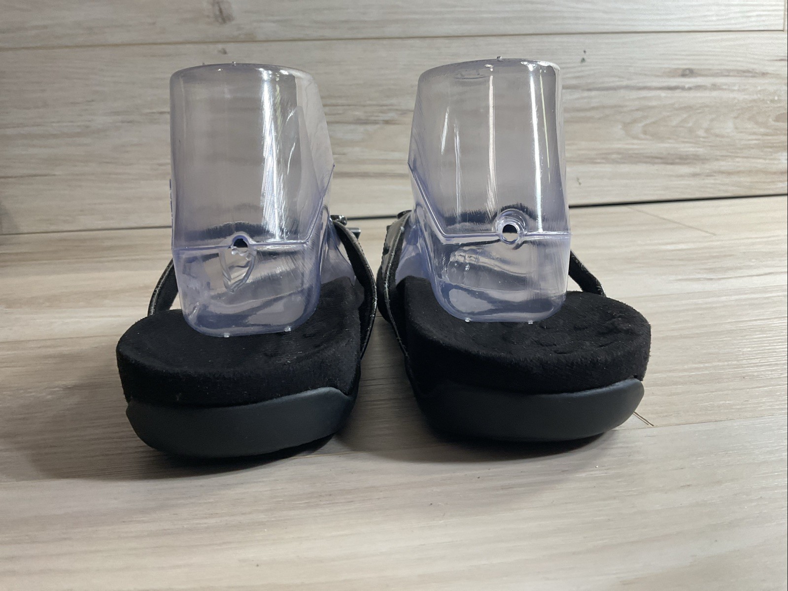 Vionic Bella II Comfort Thong Sandals Womens 8 Black Tile Bow Shoes Flip Flops