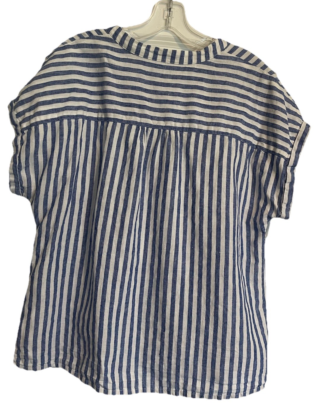 Boden Womens 100% Linen Striped Short Sleeve Button Up Blouse US 14 R