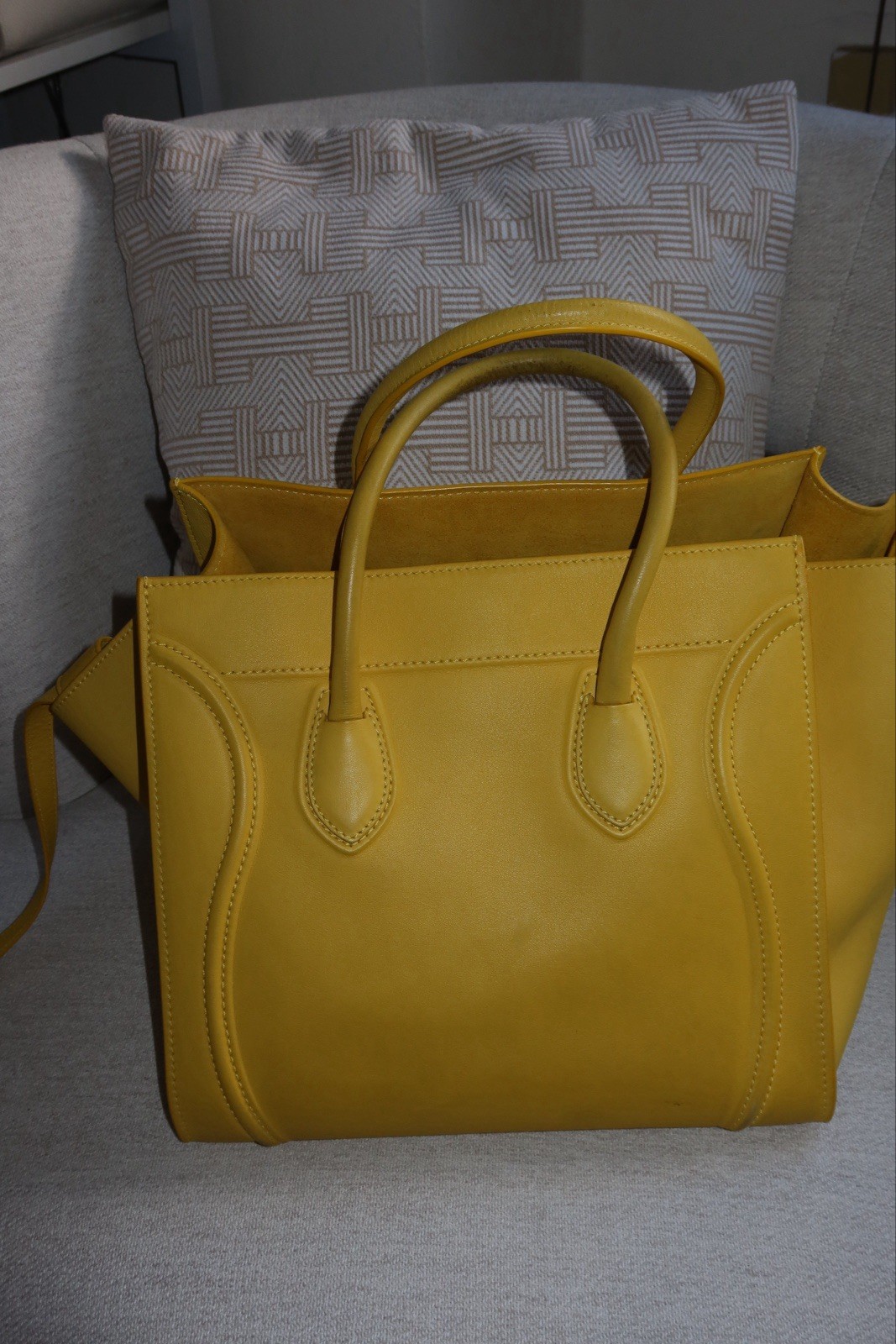 Celine Yellow Leather Medium Phantom Luggage Tote Bag $4200 With Dust Bag