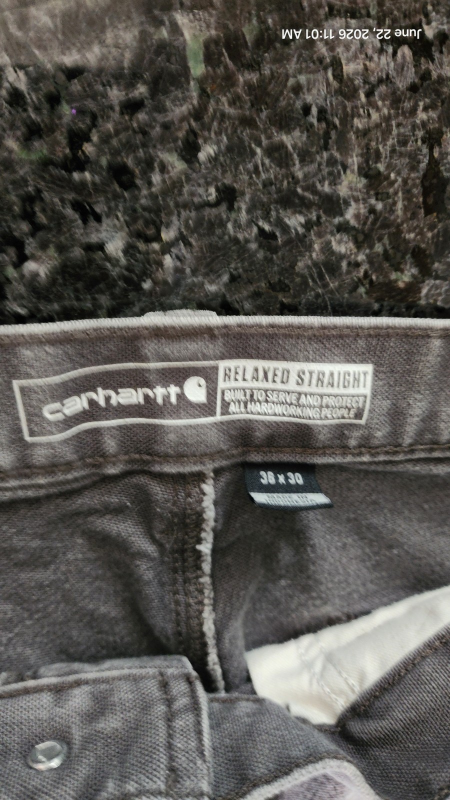 Carhartt B11 Washed Duck Gray Relaxed Fit Straight Leg Work Pants 36×30