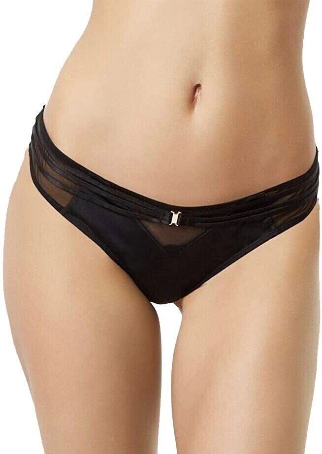 Bluebella Laura Thong String 18 Black Strappy Mesh Microfibre Knickers 40037 New