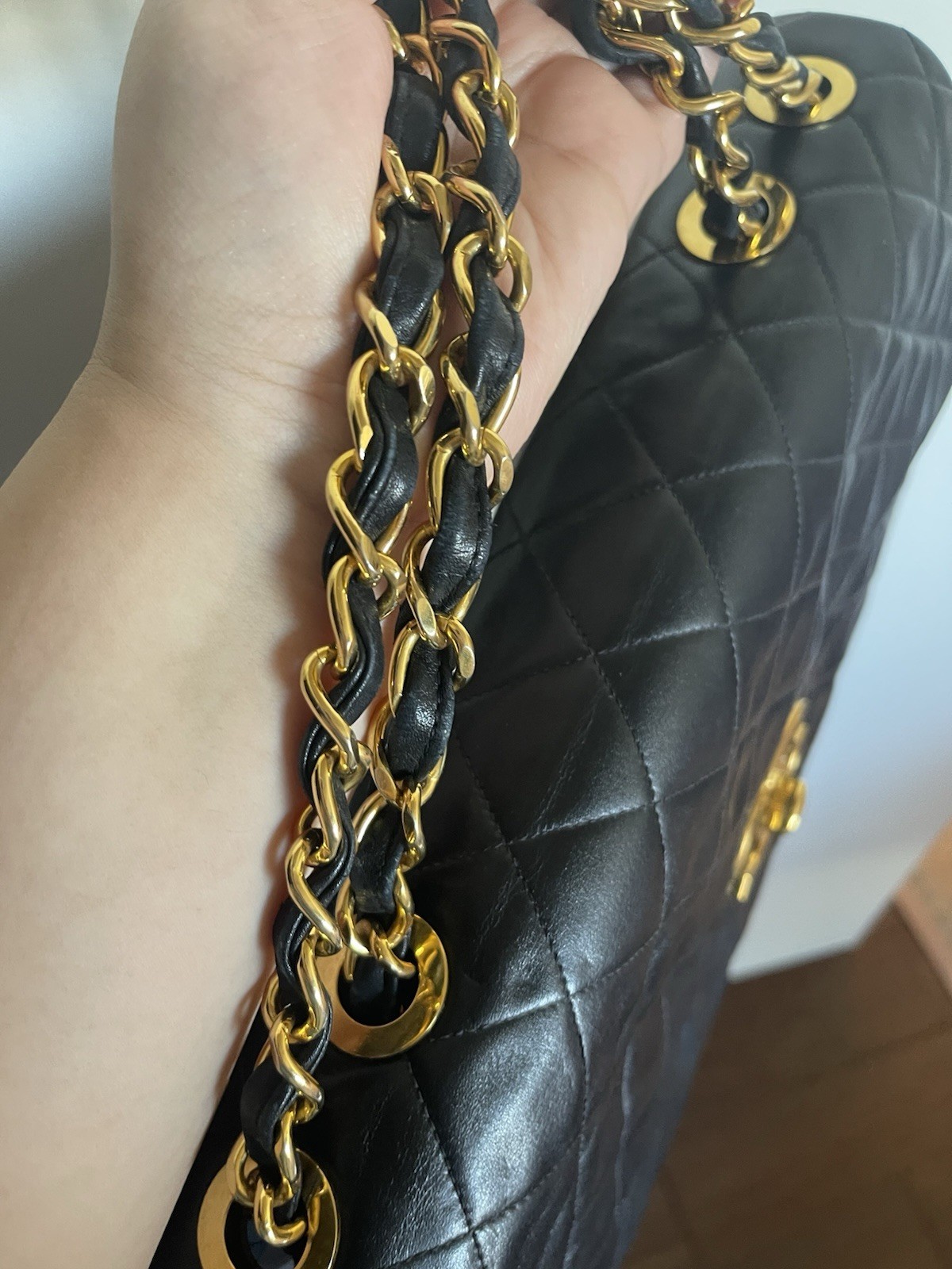 CHANEL Black Quilted Classic Flap Shoulder Bag CC Turn-Lock Gold Hardware