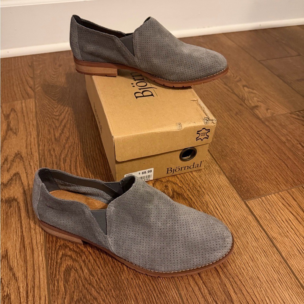 Bjorndal Charcoal grey Perforated Suede leather upper Slip-On Loafer