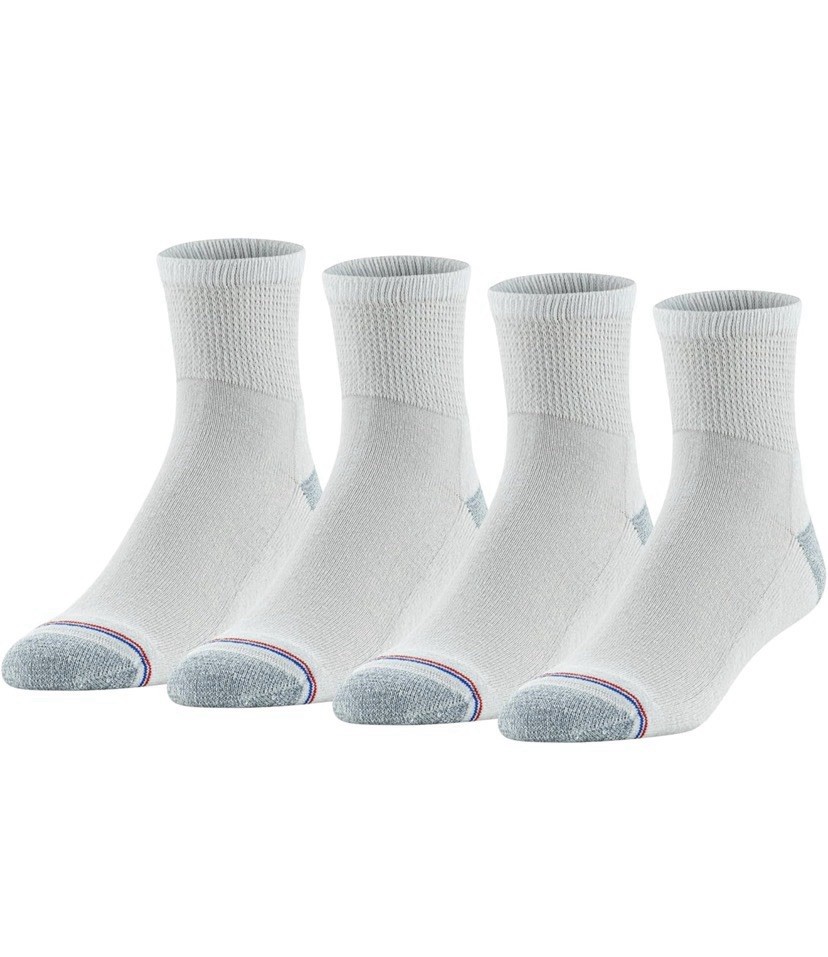 MediPeds Adult Quarter Socks Non-Binding Top 4 pairs mens shoe 7-12 – No Tag