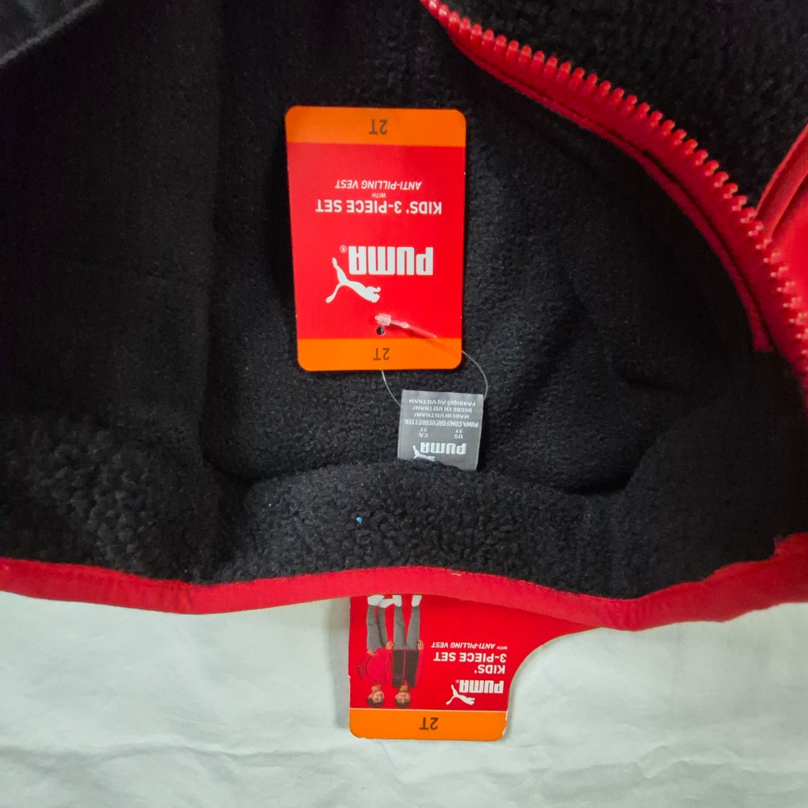PUMA Boys’ 3-piece Vest Set Includes Vest, Long Sleeve Tee And Jogger Size 2T