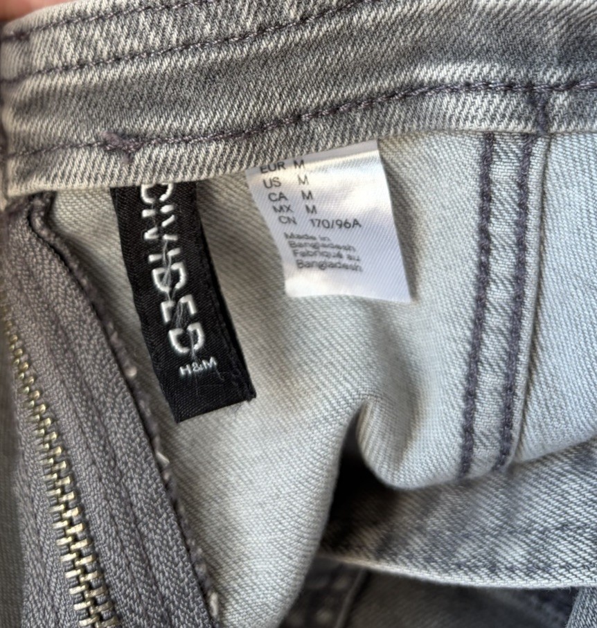 Divided Gray Denim Top Size M Zip Cropped