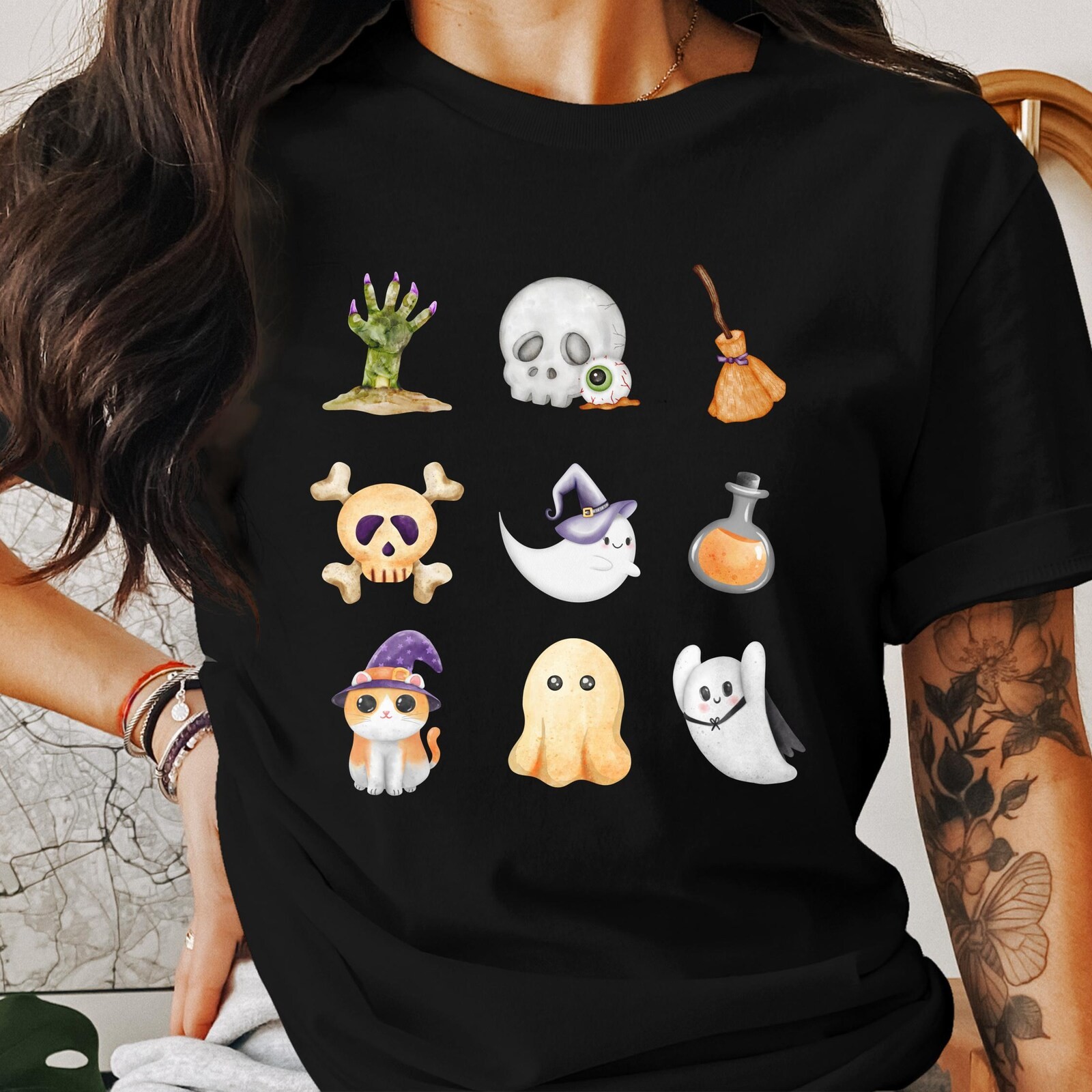 Spooky Cute Halloween T-Shirt, Bella Canvas 3001, Gildan 18000 Sweatshirt, Ghost