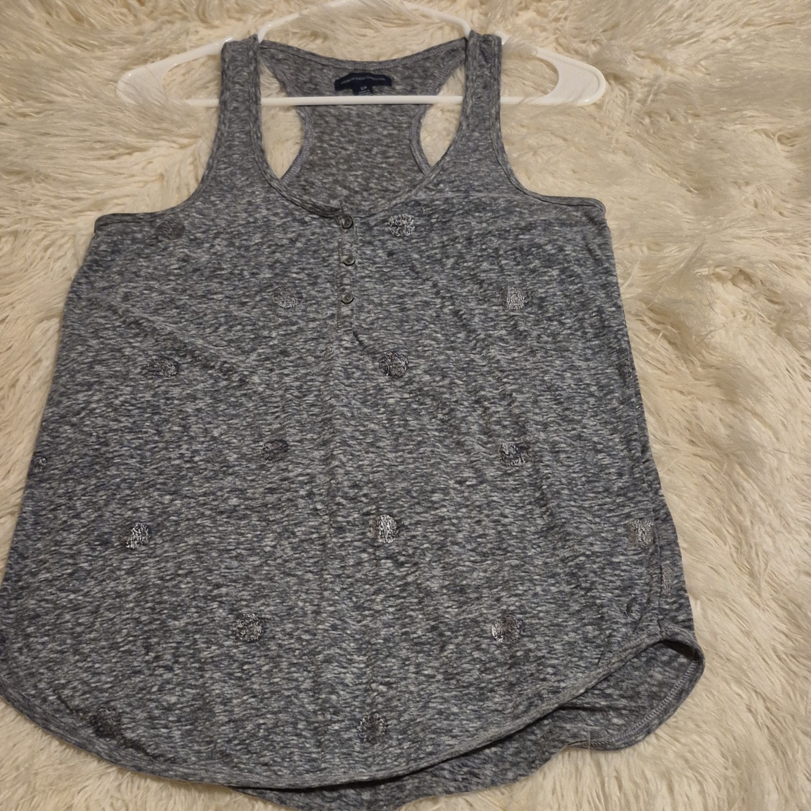 American Eagle Outfitters Women’s Gray Heathered Button Front Racerback Tank S/P