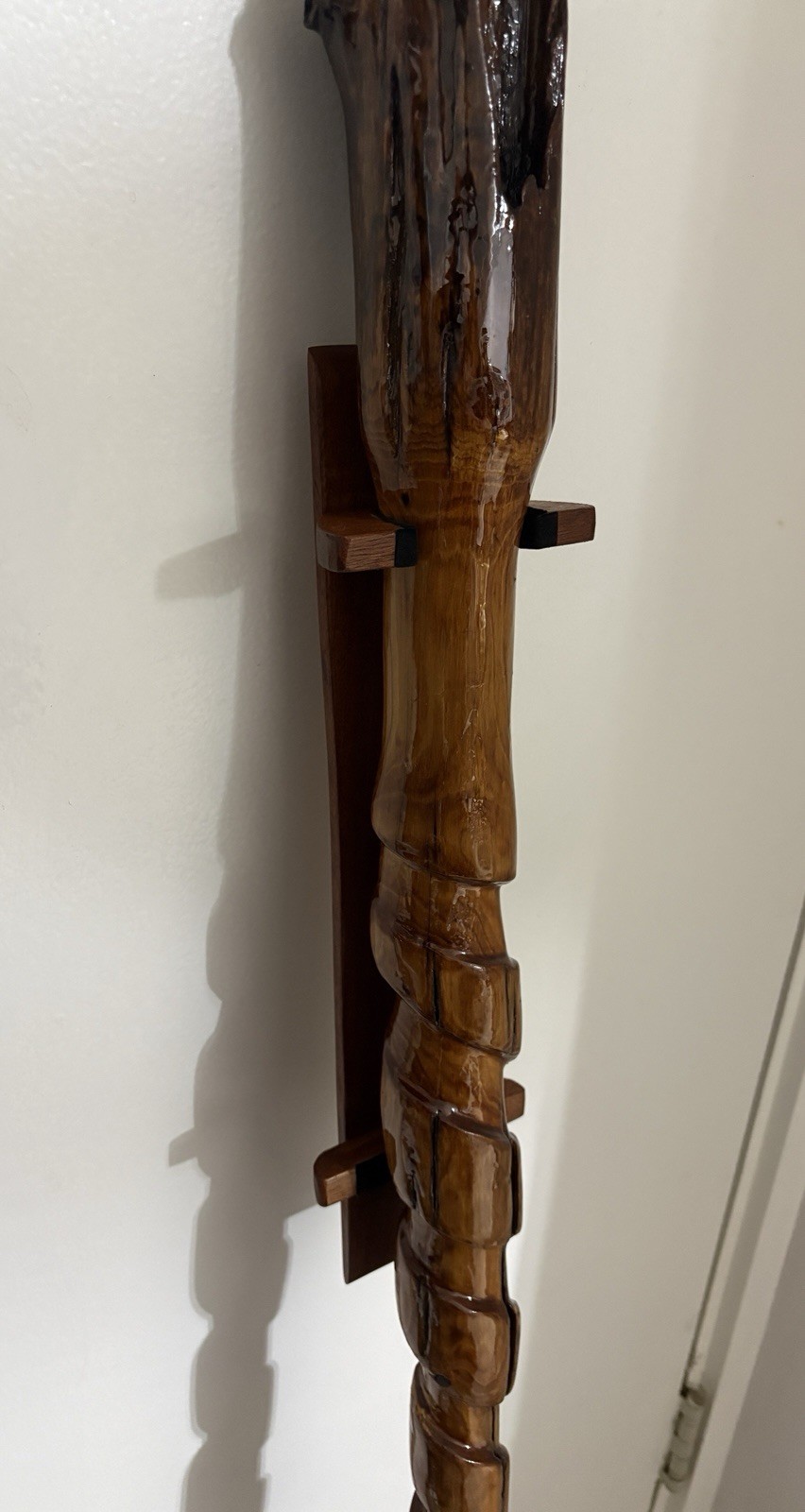 59” Hiking Staff Walking Stick W/stand Hand Carved Juniper From Gulf Coast River