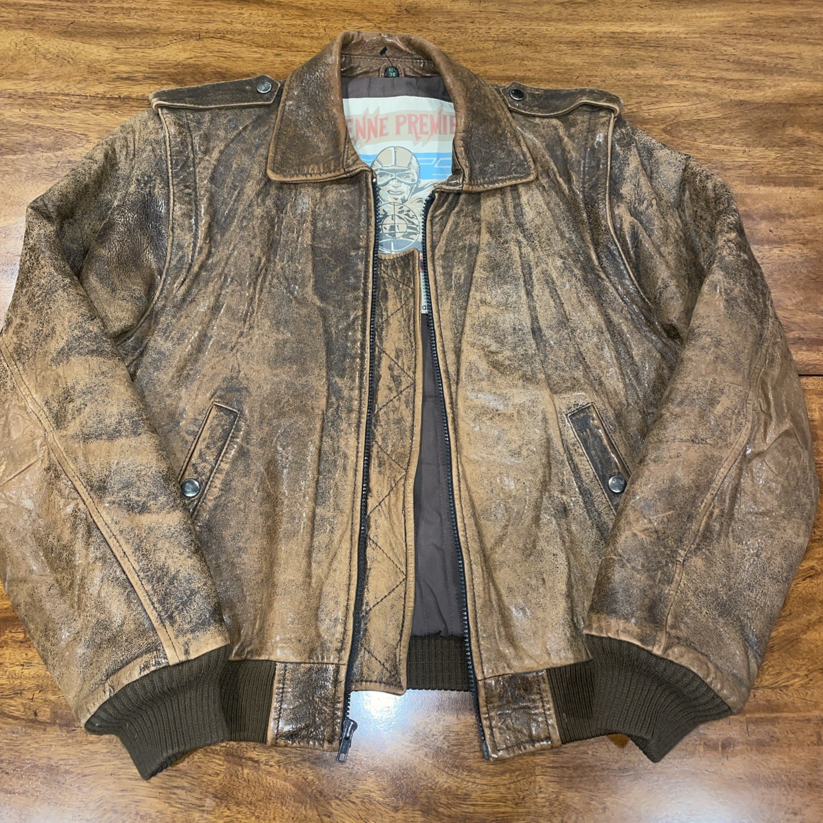 Vintage Etienne Premier size 36 Genuine Learher bomber jacket- NICE!!