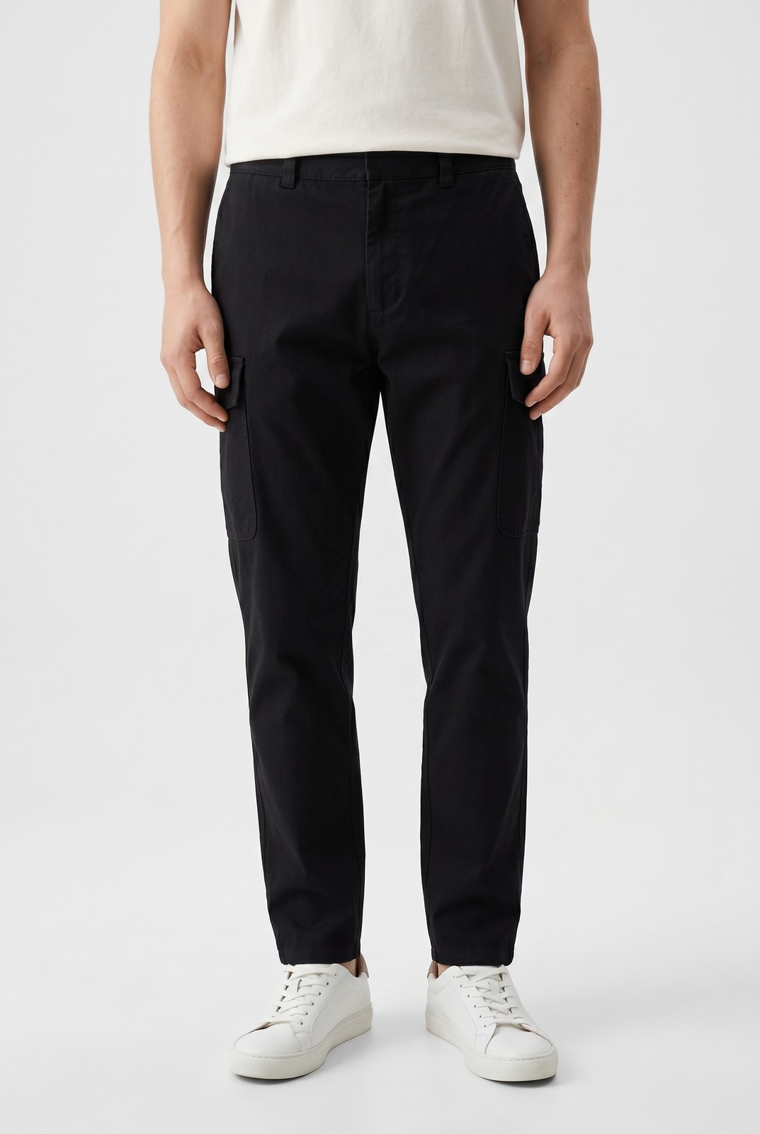 BRUNELLO CUCINELLI MEN’S BLACK COTTON CARGO TROUSERS MSRP $1075