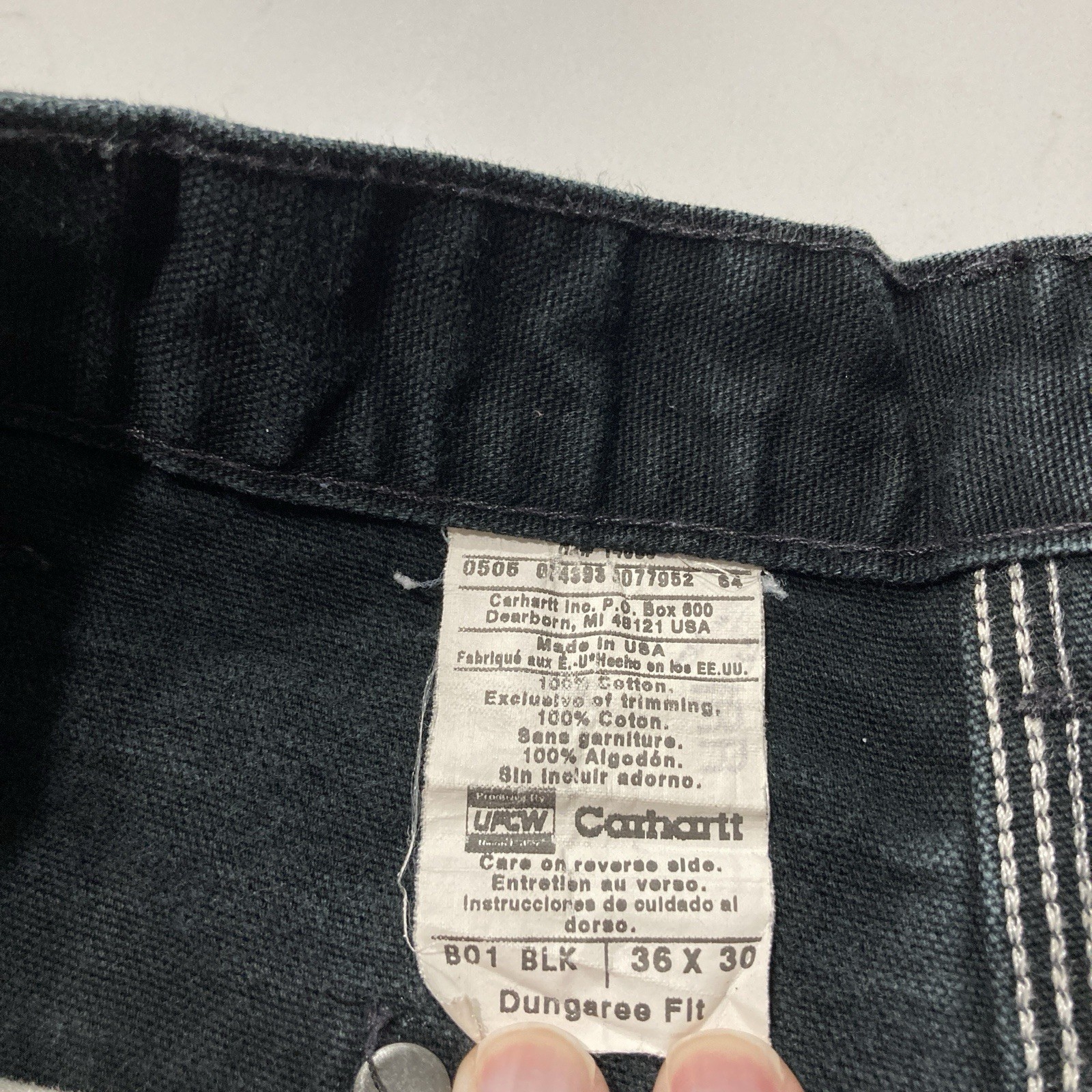 VTG Carhartt B01 BLK Double Knee Work Pants Mens 36×30 (Fits 34×29) Distressed
