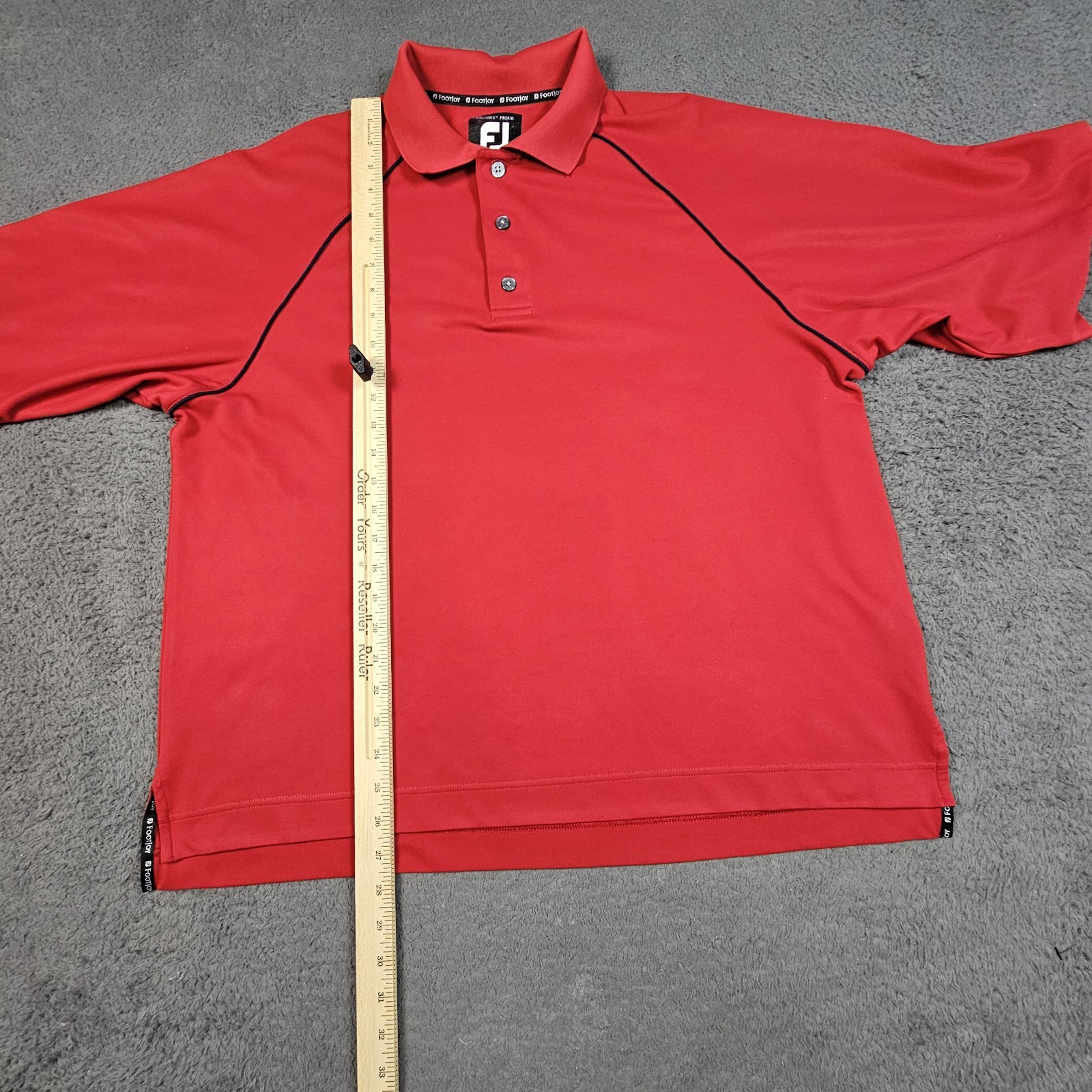 Footjoy Golf Polo Mens Large Red with black trim Golf Polo Performance Shirt