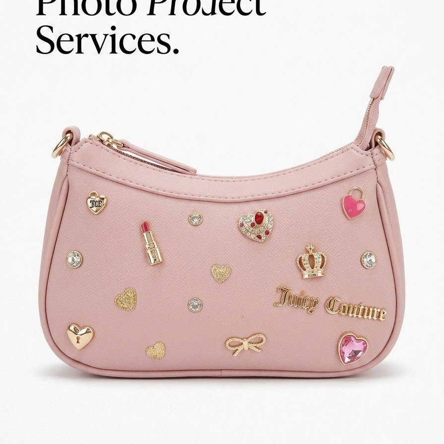 Juicy Couture Pink Small Crescent Shoulder Bag Zip Top Gold Hardware Heart Charm