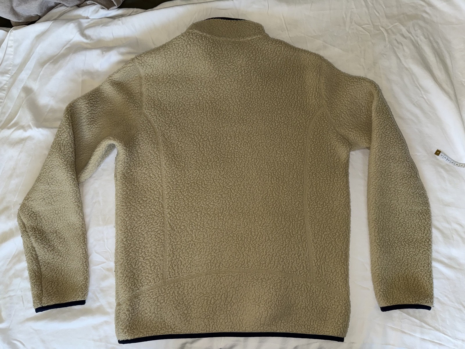 Patagonia Retro Pile Quarter Zip Fleece Mens S Tan Khaki Navy 22811