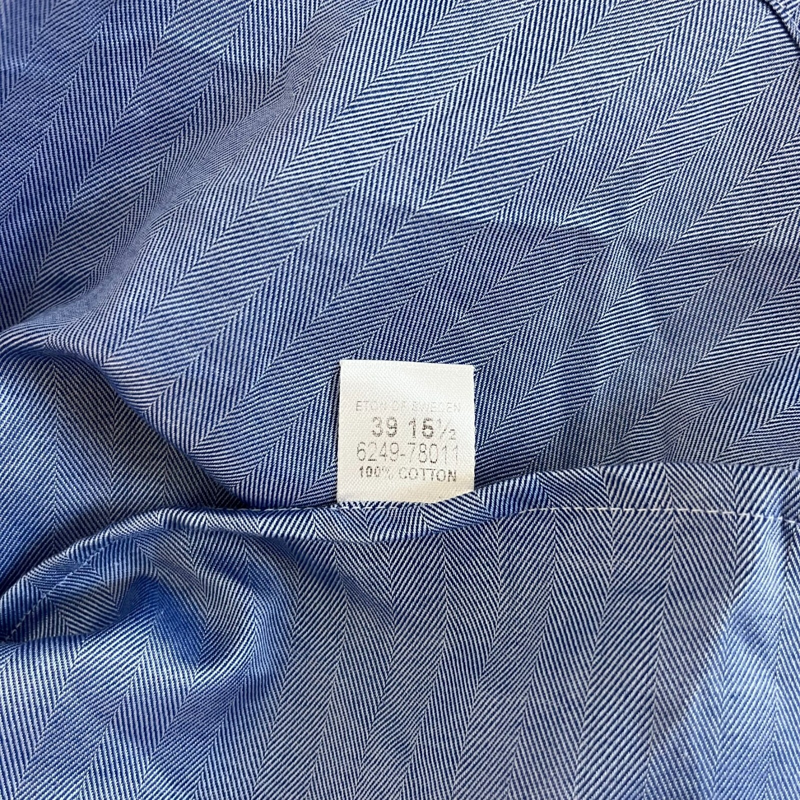 Eton Long Sleeve Button Shirt Men’s Size 15.5 Blue Pocket Cotton
