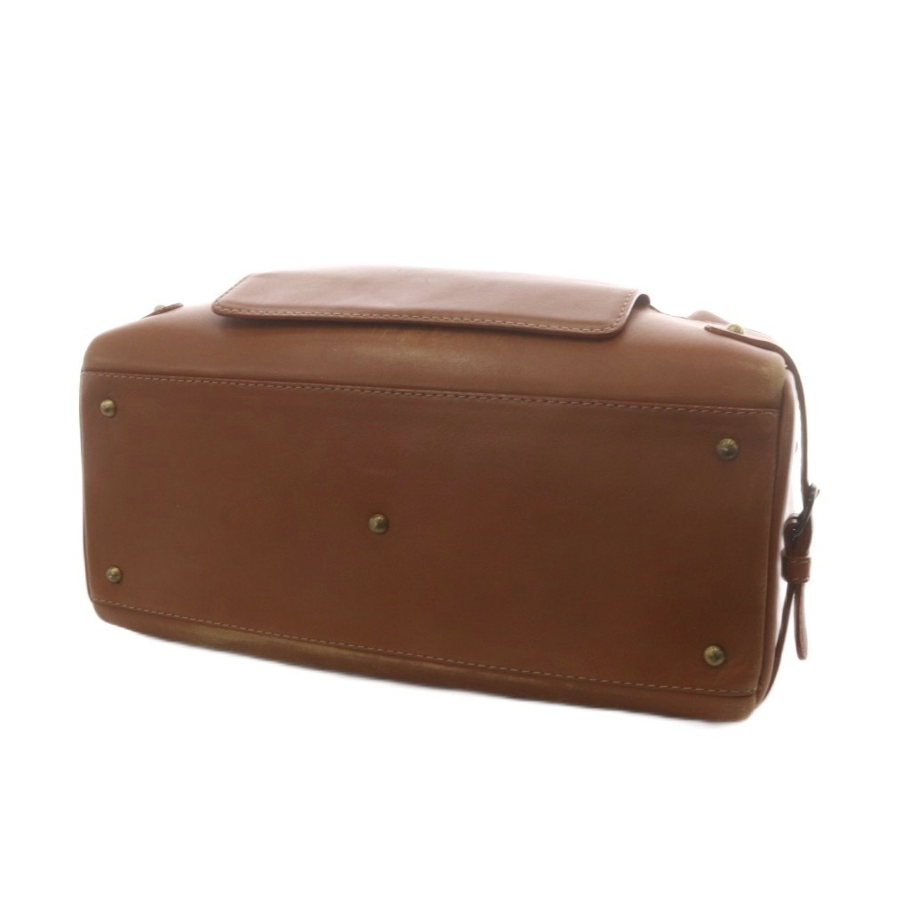 Ginza Kanematsu Leather Shoulder Bag Brown AB 11×5.1in Vintage Condition