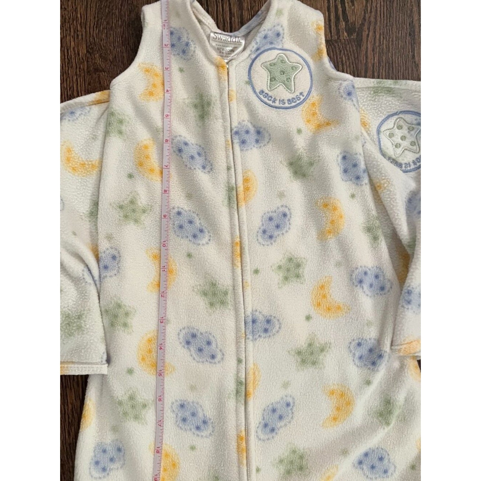 HALO SleepSack Fleece Swaddle Cream Stars Moons Clouds Newborn 0-3M