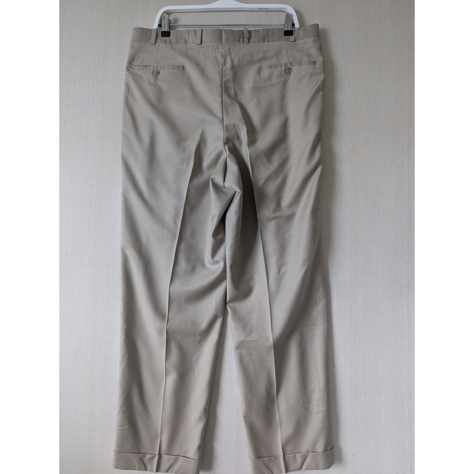VTG Ralph Lauren Dress Pants Mens 35×31 Tan Wool Cashmere 120s Pleated Cuffed
