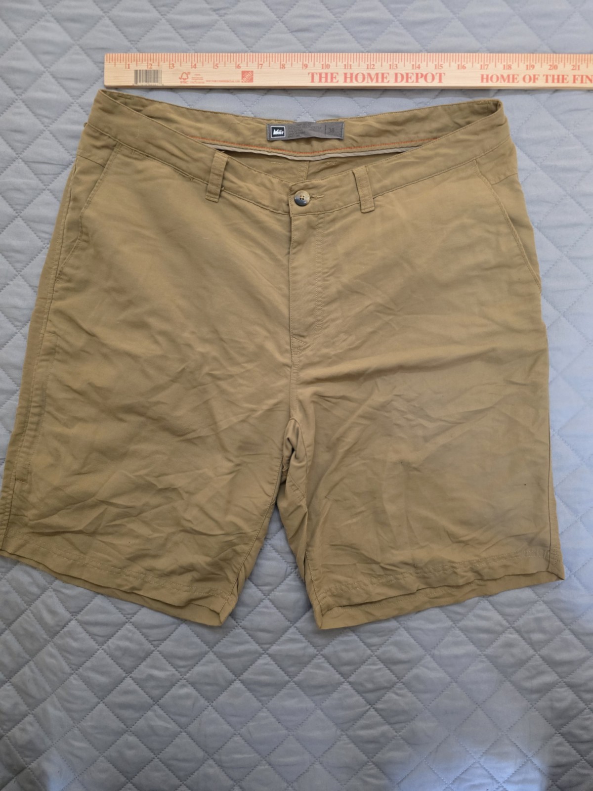 Rei Cotton men nylon blend chino shorts Co-op outdoor hiking Brown Size 38