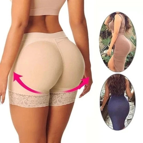 Women’s Padded Butt-Lifting Shapewear Briefs Black/Beige Soft Contouring Comfort