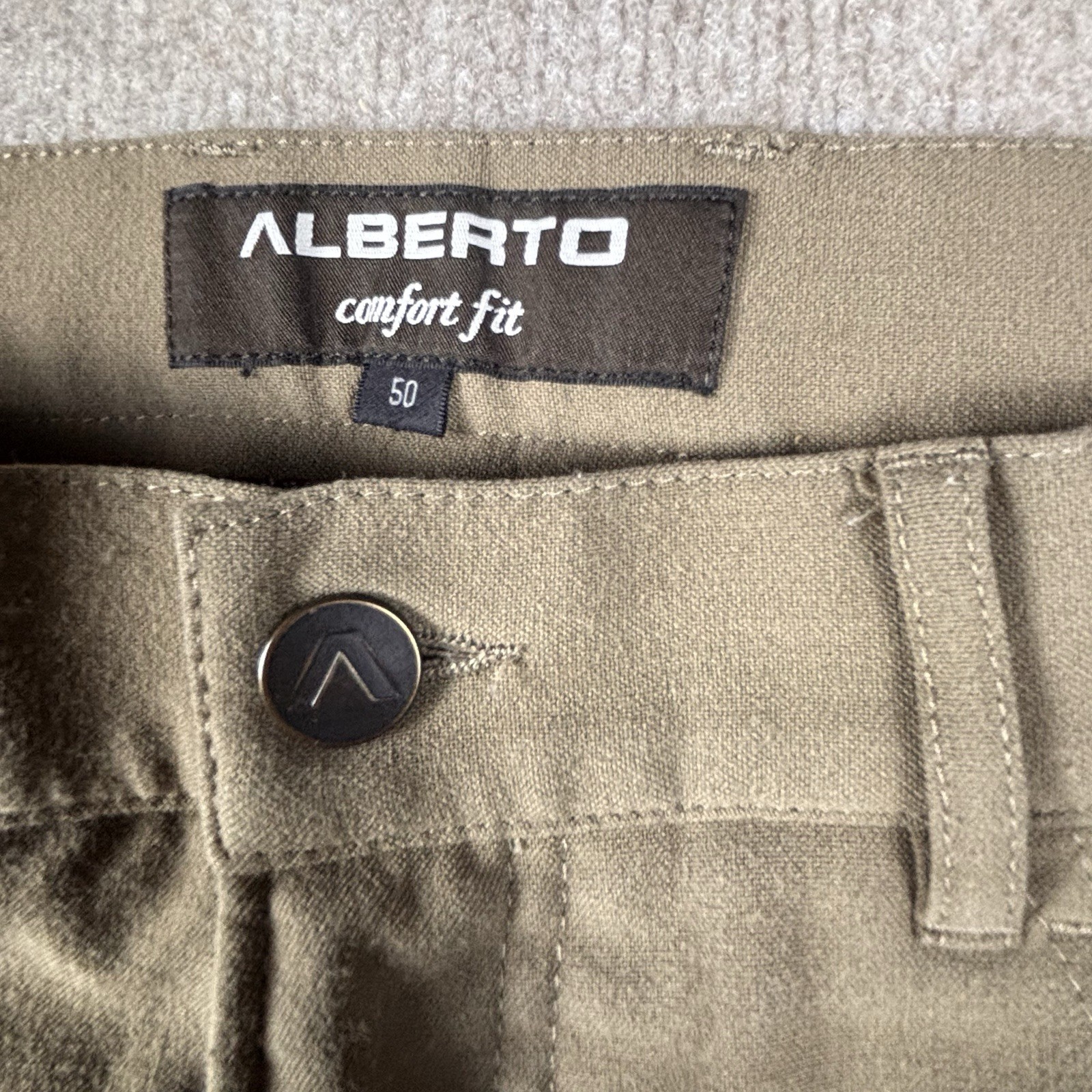 ALBERTO Ceramica Men’s Beige Twill Stretch Comfort Fit Straight Pants Size 34