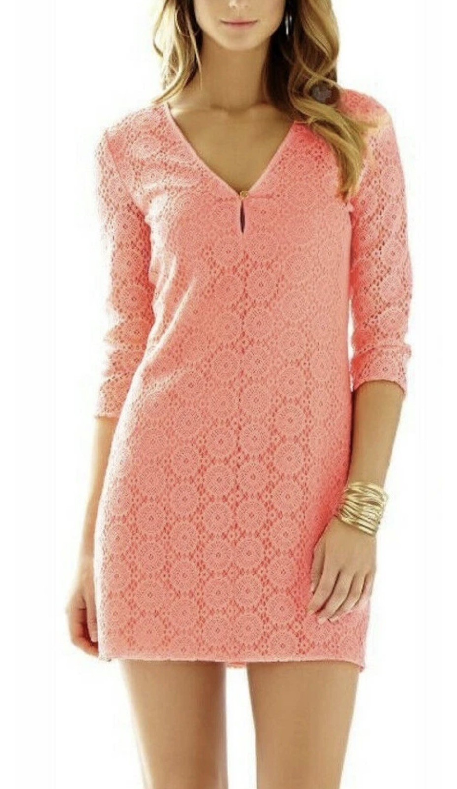 Lilly Pulitzer Neon Coral Dress Size Medium P2P 19”