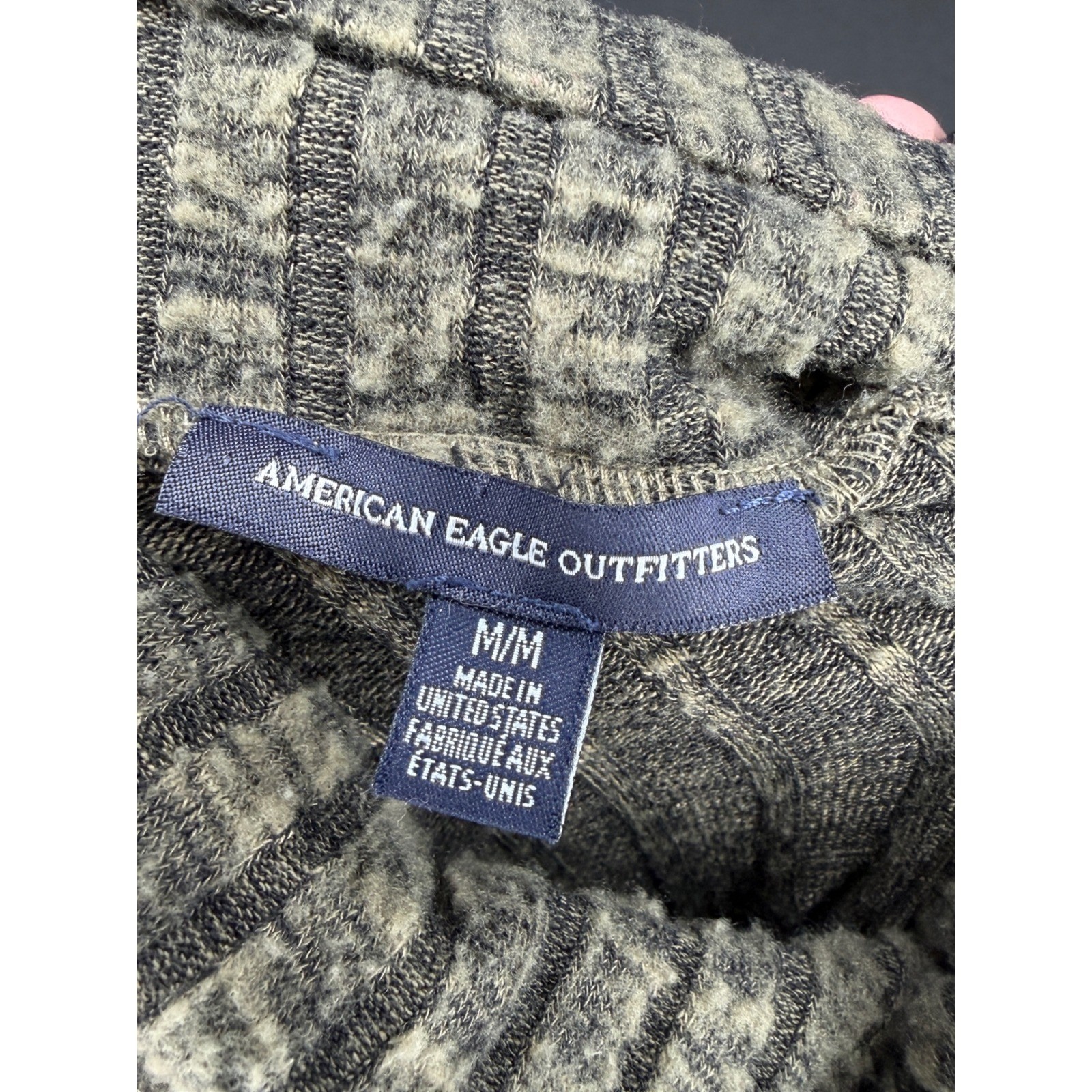 American Eagle Outfitters Womens Ribbed Turtleneck Sweater Olive Green Marl Med