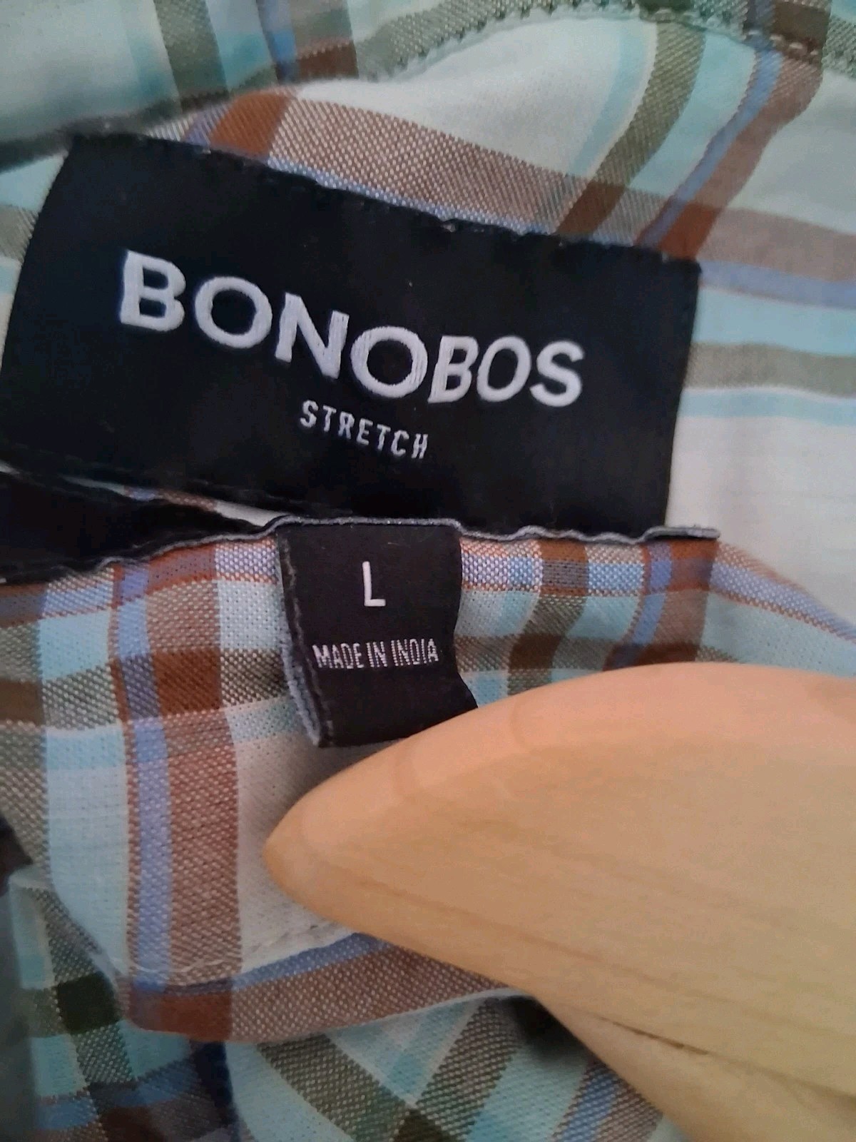 Bonobos Button Up Shirt Mens Large Stretch Fit Plaid Long Sleeve Blue