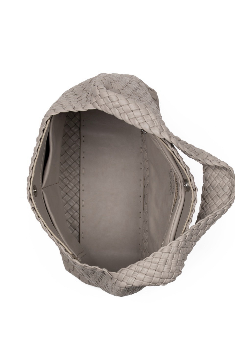 NWT Falor Italian Leather Woven Hobo Handbag Taupe F4000