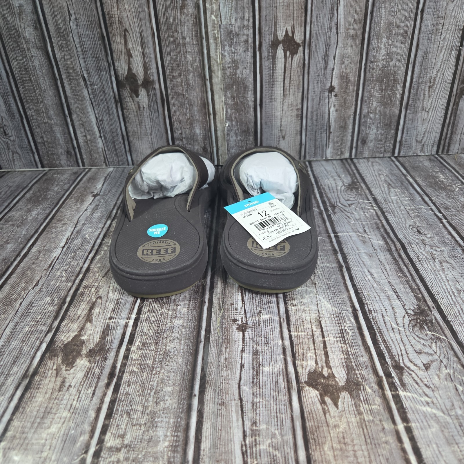 REEF Men’s Phantom Nias Beach Flip Flop Sandals Brown Supported Footbed Size 12