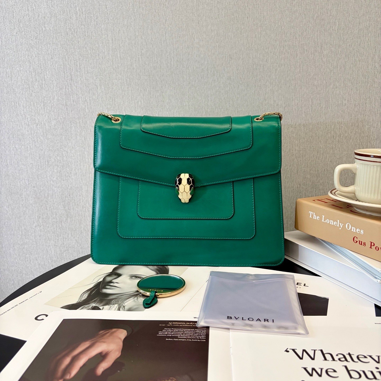 Bvlgari Pre-Owned Authentic Shoulder Bag Emerald 30*11*22cm