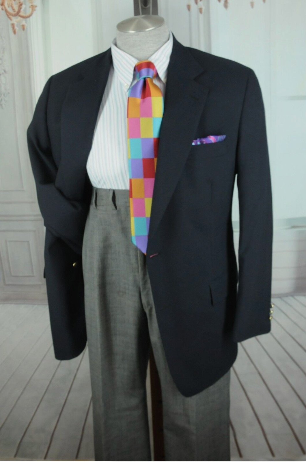 Jos A Bank Men’s Solid Navy All Season Wool Blazer Sport Coat 42R 42 Regular