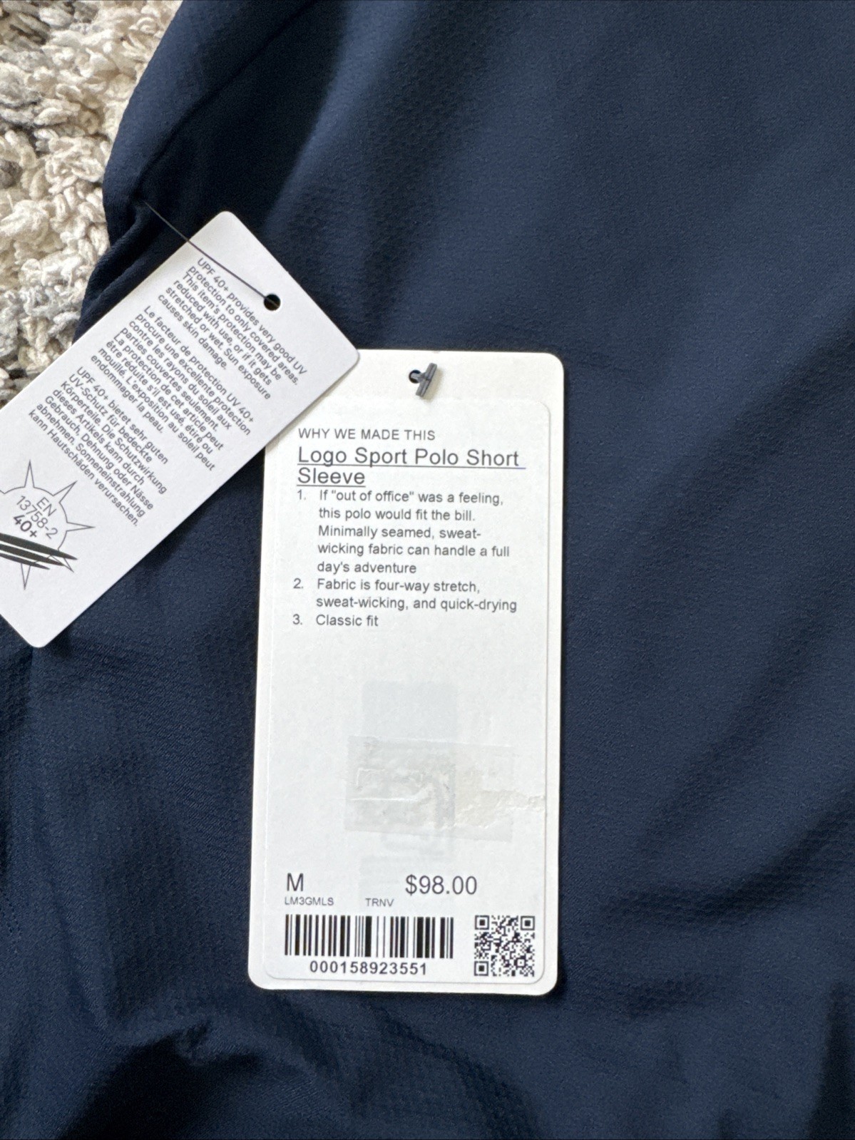Lululemon Logo Sport Polo Short Sleeve, NWT, TRNV True Navy, Size M