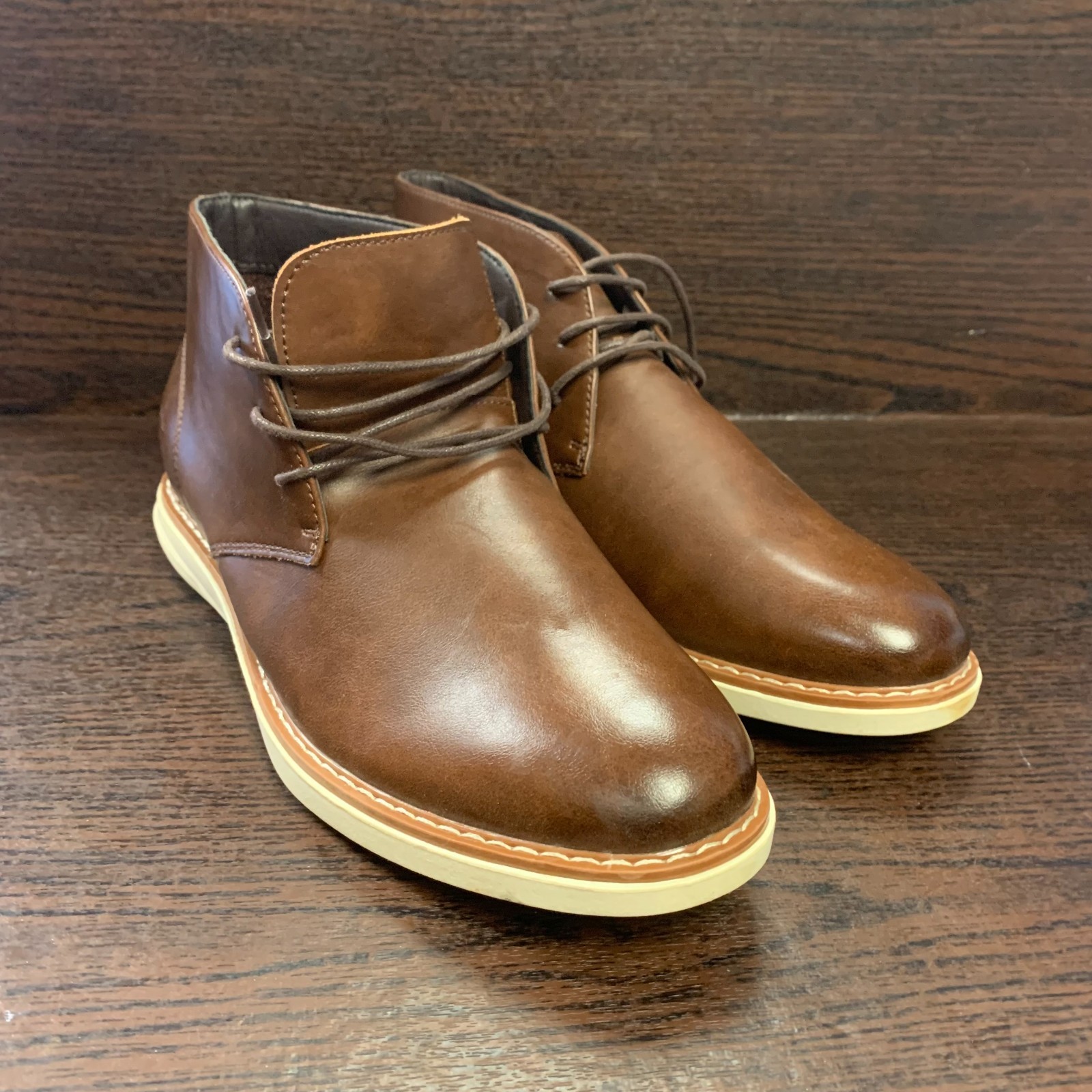 Nordstrom Rack Men’s Plain Toe Chukka Boot 11 Brown Faux Leather Lace Up Comfort