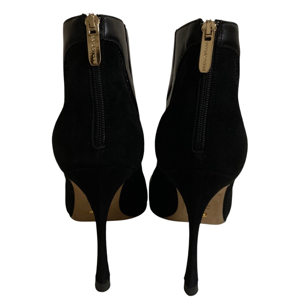 Sergio Rossi mesh and leather combination booties, size 37.5, black. Women USED